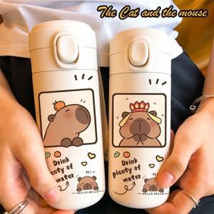 Capybara Anime Kids 보온병 머그컵 귀여운 만화 소녀 우유 머그잔 Capybara Kawaii 스포츠 물병 커피 컵