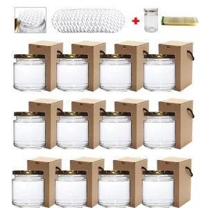 HHmll 국산 유리병 높은형 300 12개 + 선물상자 12개 + 실링지 12개 + 수축필름 12개 = 1SET