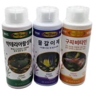 250ML 대용량 국제프리츠 어항 환수용 물갈이제 구피비타민 박테리아활성제 3종세트