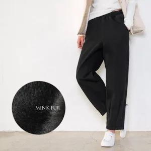 [헤이올리]데님스판밍크퍼허리밴딩밑단다트9부배기팬츠PTS001