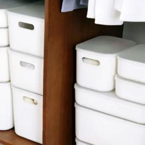 스토리지 바구니 화이트 소형 뚜껑 포함정리함 수납 플라스틱박스 다용도 소픔 물건 책상 다목적 서랍