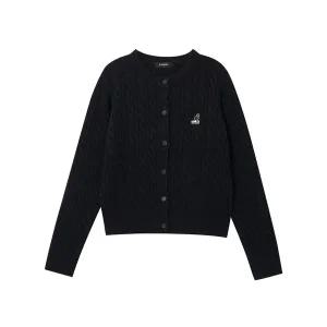 갤러리아 [캉골] 우먼스 케이블 라운드 가디건 1909 블랙