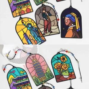 조각 스티커 썬캐쳐 장식 스티커 명화 벽 장식 인테리어 소품 미술 놀이 여름 랜드마크 활동 만들기