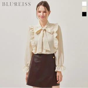[블루레이스] 보카라 프릴 진주버튼 블라우스_B5F1BL5021
