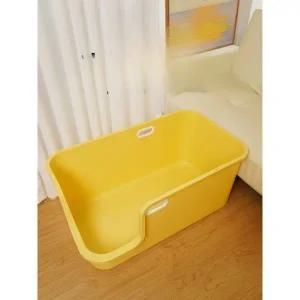 최신형 대형 반려묘 화장실 코너 배변통 스텝 82cm 크림 옐로우 고양이모래삽포함