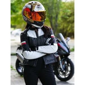 여성용 오토바이 가죽 자켓 점퍼 재킷 보호 레더