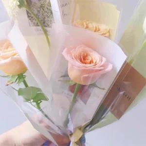 파스텔 플라워 한송이 투명포장지 50장 유치원생일 어린이집