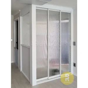 [바른도어]11번 ㄱ자중문 파티션 초슬림3연동 화이트 모루세로강화유리