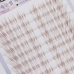 브라운 파손 투명 경사 비행 인조 속눈썹 엄마 태어난 클러스터 요정 속눈썹 자연스러운 현실적인 여우 스