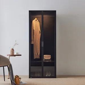 블룸 드레스룸 800 싱글 행거형 1단 강화유리도어 수납장 DF926857