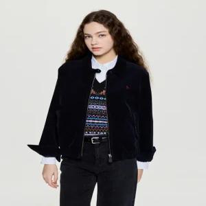 헤지스 여성 25FW 코듀로이 헤링턴 자켓 네이비 HSJU5D902N2