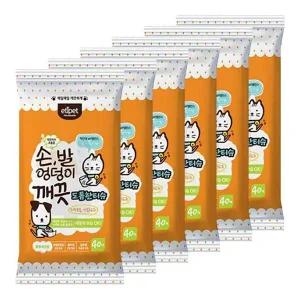 냥이 위생 티슈 40매 고양이 손발 클렌징 x6