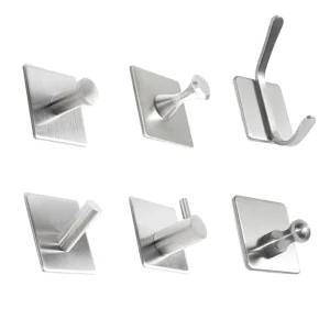 못없이 붙이는 강력부착 스테인리스 사각 모던 벽후크/무타공/후크/다용도/걸이/벽/행거/접착/고리/부착식