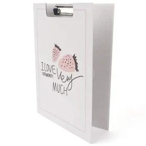 [셀러에이드]A4 화일판 딸기 화이트 덮개형 클립보드 문서 서류철