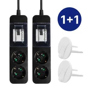 2개세트 코니야 국산 멀티탭 고용량 배선차단 2구 1.5M 블랙 에어컨 고전력