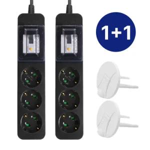 2개세트 코니야 국산 멀티탭 고용량 4000W 고전력 누전차단 3구 2.5M 블랙