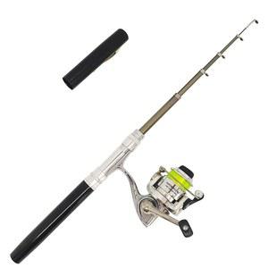 휴대용 소형 펜 낚싯대와 올 메탈 스피닝 릴 콤보, 리버 레이크 얼음 낚시 등을 위한 38인치 포켓 미니 망원 낚싯대 키트(블랙)