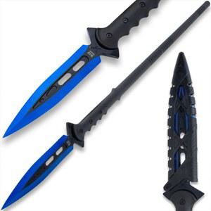 유나이티드 커틀러리 M48 코만도 블루 탈론 서바이벌 창 | 8인치 주조 스테인리스 스틸 블레이드 유리섬유 강화 손잡이 볼텍 시스 포함 캠핑 및 하이킹 용도 전체 길이 44 1/8인치