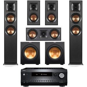 Klipsch 레퍼런스 5.2 홈 시어터 시스템, 번들 2X R-625FA 플로어스탠딩 R-12SW 서브우퍼, R-52C 센터, R-41M 책장 스피커, 데논 AVR-S970H