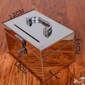 스텐 수납함 돈 귀중품 자물쇠 지폐 저금통 장치 이중 소형 25x13x11cm