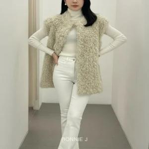 [유아몽드]부클 뽀글이 민소매 자켓 여성 퍼 베스트 롱 루즈핏