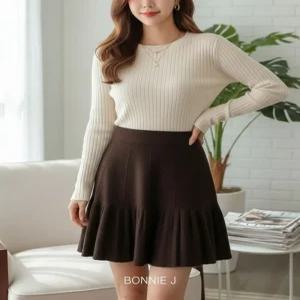 [보니제이]A라인 여성 겨울미니스커트 밴딩 프리사이즈 허벅지커