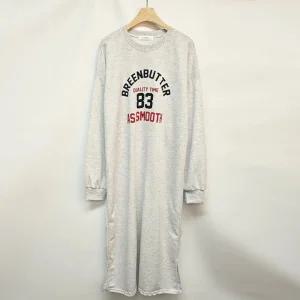 국산 여성 임부복 오버핏 트임 롱원피스 LL-WDR-4845-백멜란지