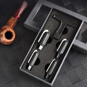 전문 4 헤드 담배 파이프 리머 키트 선물 상자 흡연 클리너 핸들 스크래퍼 긁개 탄소 제거제 도구 세트