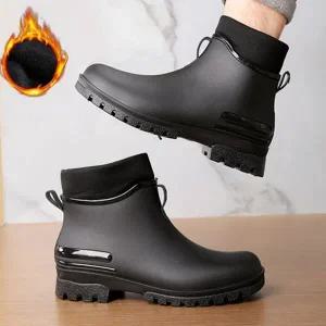 남성 방한 레인 부츠 방수 앵클 방한화 남성 겨울 레인 부츠 첼시 워커