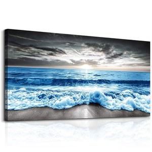 거실용 MHARTK66 벽 아트 사무실용 대형 장식 현대 침실 블루 비치 태양 바다 풍경 캔버스 프린트 액자 그림 아트워크 홈 데코 40x20