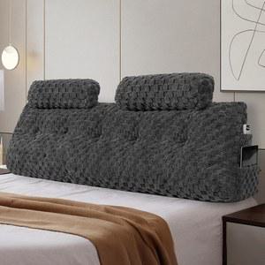 큰 헤드보드 베개, 2팩 넥 롤 베개 웨지 침대 받침대 읽기 삼각형 등받이 위치 지지대(퀸:59x8x20 인치, 다크 그레이)에 앉을 수 있는 베개입니다