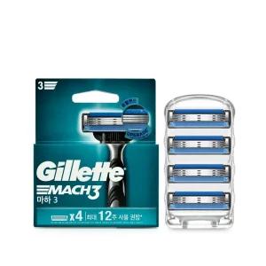 질레트 MACH3 마하3 면도날(4개입) 3중날