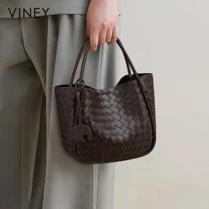 원통 천연소가죽 위빙백 호보백 토트백 가죽가방 대학생 버킷백