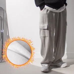 면100 기모 카고 와이드 트레이닝 롱 팬츠 / 겨울 봄 가을 도톰 건빵 츄리닝 긴 바지