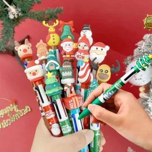 크리스마스볼펜 4색 10+1 캐릭터 선물용 판촉물 학원 답례품