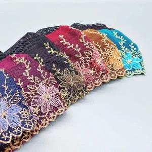 중년 주방 할머니 꽃무늬 자수 메쉬 모자 두건