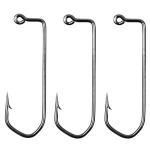 애버딘 지그 훅, 90도 원형 굽힘 헤비 와이어 롱 섕크 훅 고탄소 강철 낚시 바바리안 후크 블랙 피쉬 소금물 민물고기