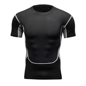 머슬핏 트레이닝복 남성 2컬러 슬림핏 라운드넥 반팔