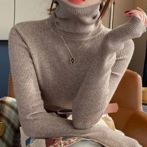 무지 기본 터틀넥 목티 목폴라 여성 골지 이너 니트티