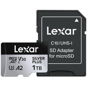 비디오그래퍼, 게이머를 위한 Lexar 1T 프로페셔널 실버 플러스 마이크로 SD 카드, UHS-I, C10, U3, V30, 풀 HD 및 4K, 최대 205/150MB/s 마이크로SDXC 메모리 카드(LMSS 001T-BNANU)