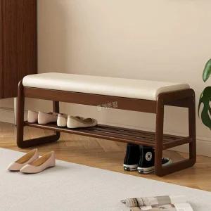 현관 신발 벤치 선반 정리대 수납 신발장 슬림 원목 의자