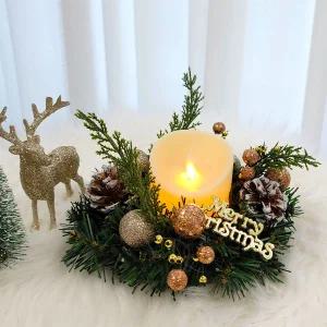 더라임코리아 솔방울 메리 리스 LED 캔들 세트 크리스마스 장식 소품