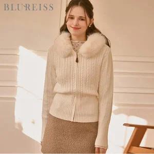 [블루레이스] 퍼트리밍 꽈배기 집업 니트 가디건_B5W3KC4761