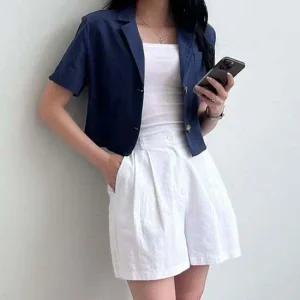 여름 데일리 디 룩 크롭자켓 크롭 자켓 반팔