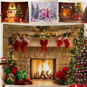 크리스마스 트리 패브릭 포스터 벽난로 페브릭 대형 벽장식 감성 천그림 벽꾸미기 추천 소품