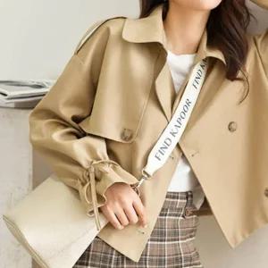 [라일리여성의류] Rly 여자 베이지 간절기 숏 트렌치코트 봄 가을 숏자