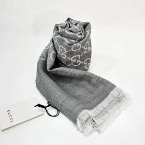 자카드 GG 울 실크 투톤 스카프 롱 머플러 목도리 그레이 베이지 165904 단품