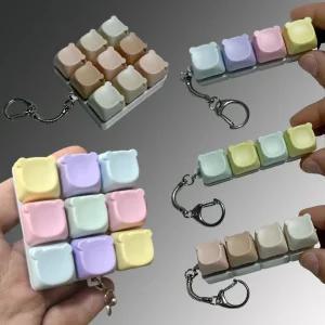 재미있는 곰돌이 캐릭터 파스텔 피젯 키보드 버튼 블럭 톡톡 딸깍이 키캡 토이 키링 스트레스해소 열쇠고리