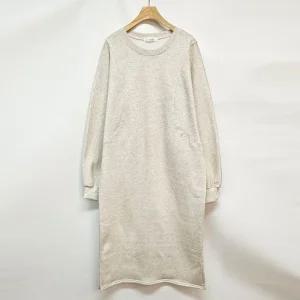 국산 여성 라운드 기모 벌룬 옆트임 롱원피스 LL-WDR-5025-오트밀