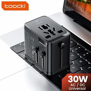 투키 GaN 30W 유니버설 여행용 충전기 어댑터 2USB-CUSB-A 고속 AC 소켓 아답터 EU/UK/US/AU